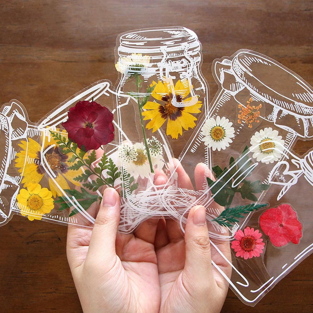 Marcadores Transparentes com Flores Naturais Secas – Kit 20 Unidades Exclusivas