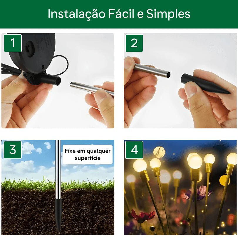 Luminaria Solar Para Jardins em Led Efeito Vagalume