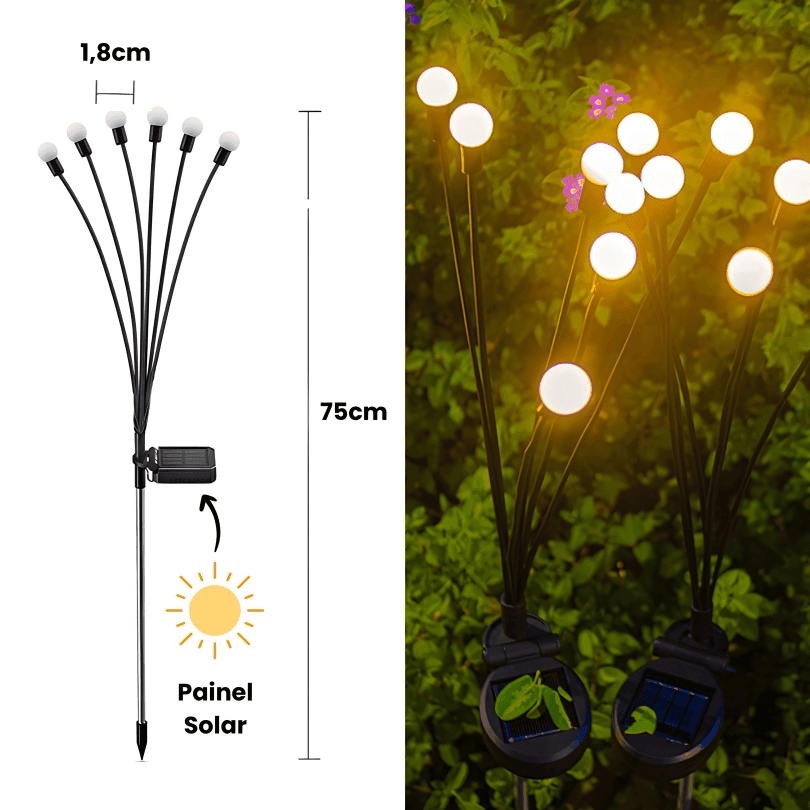 Luminaria Solar Para Jardins em Led Efeito Vagalume