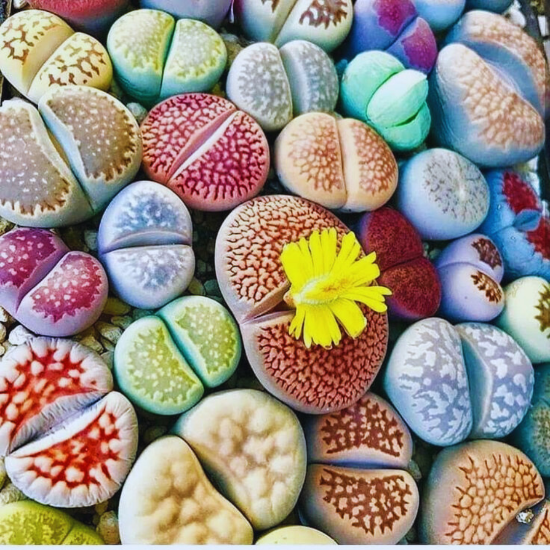 Sementes de Cactos Pedra ou Pedra Viva - Plantas Suculentas Exóticas Lithops Raras 30 unidades