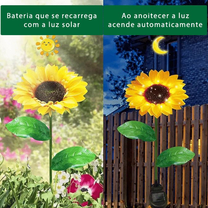 Luminaria Solar Externa Para Jardim Girassol Led - Energia Grátis