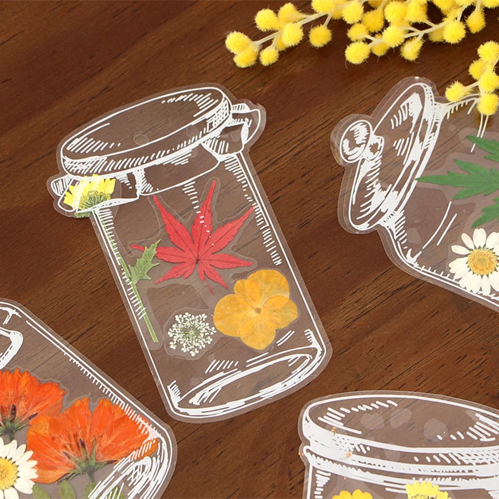 Marcadores Transparentes com Flores Naturais Secas – Kit 20 Unidades Exclusivas