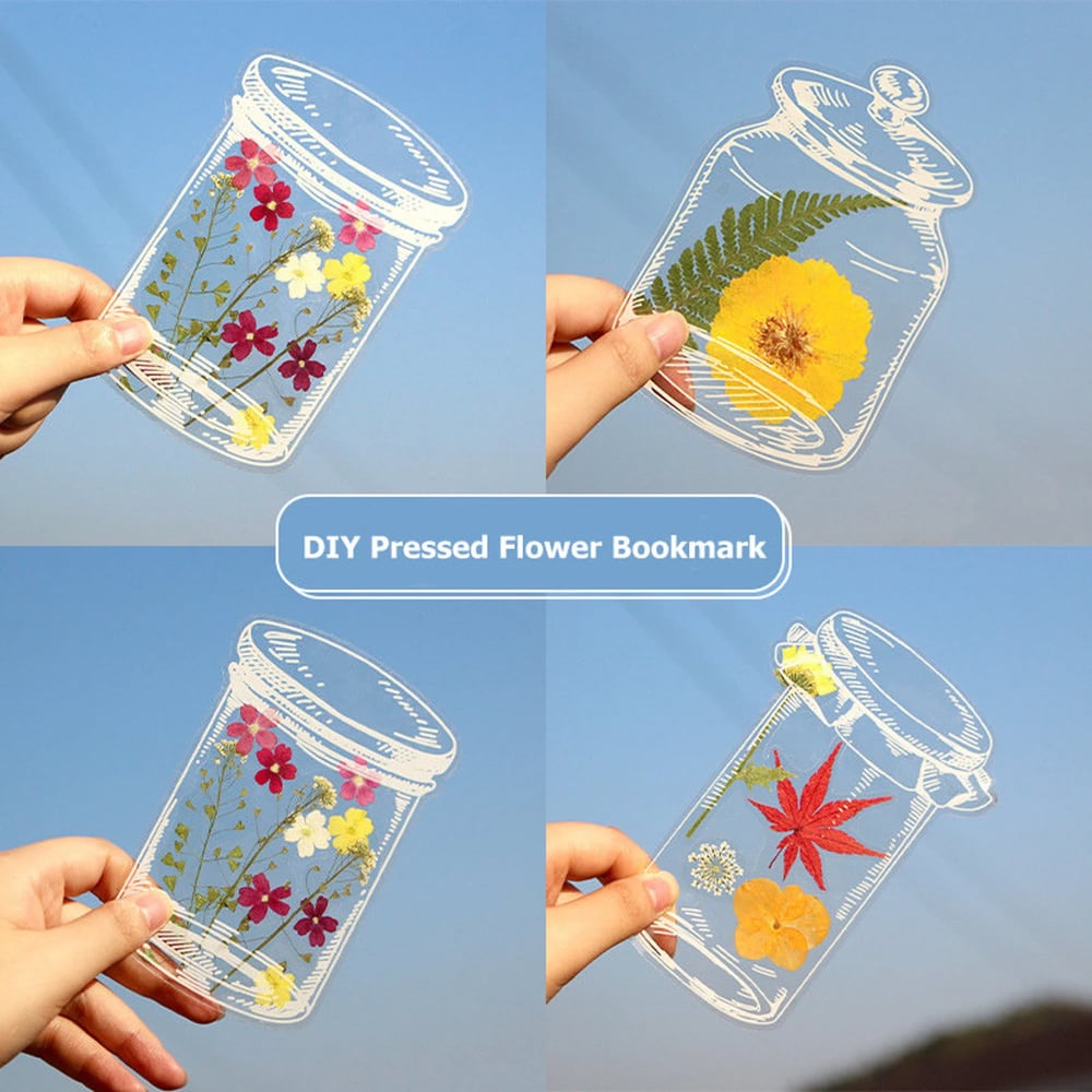 Marcadores Transparentes com Flores Naturais Secas – Kit 20 Unidades Exclusivas