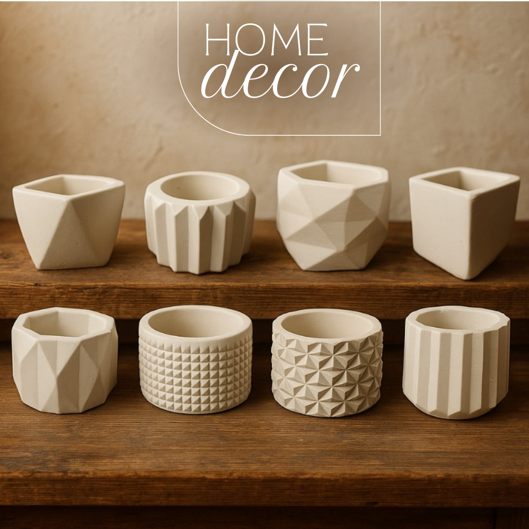 Vasos de Plantas Decorativos de Gesso Texturizado - Para Suculentas, Cactus, Plantas Artificiais ou Naturais