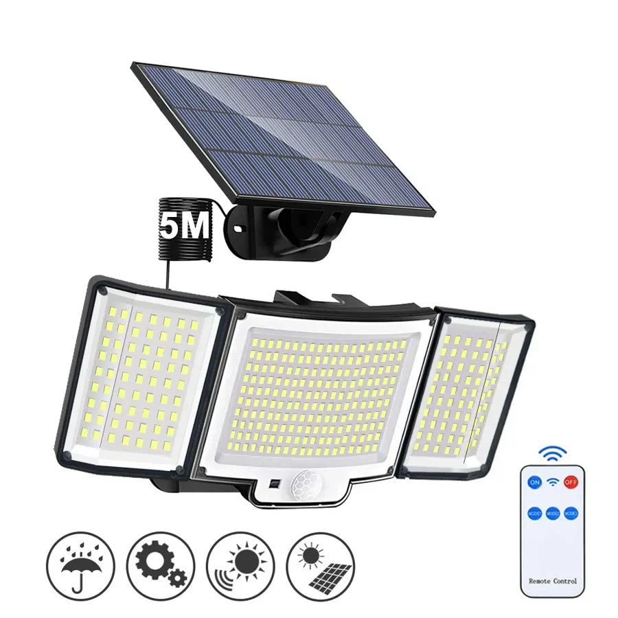 Refletor Solar de LED 800W Holofote Triplo - Iluminação Eficiente para Exteriores - Tech Urbane