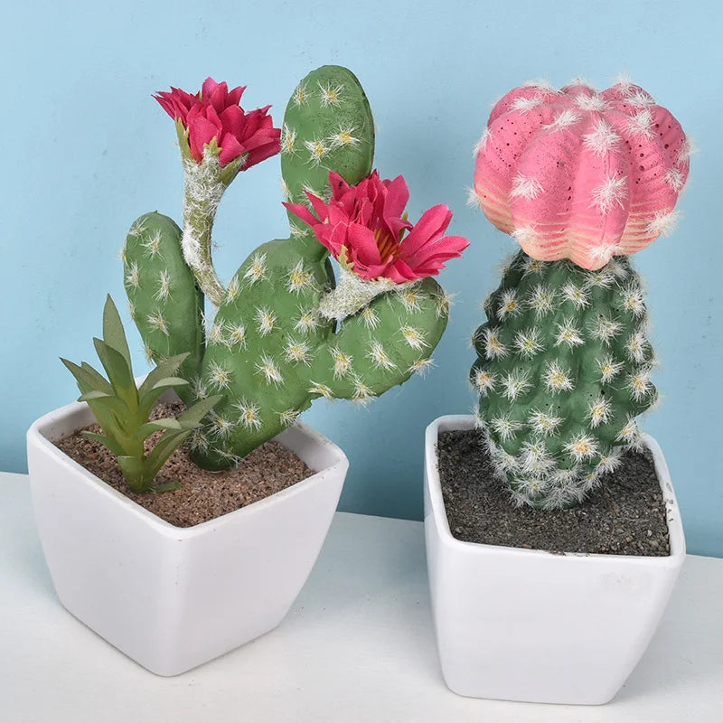 Mini Cacto Artificial em Vaso – Decoração Sustentável e Charmosa