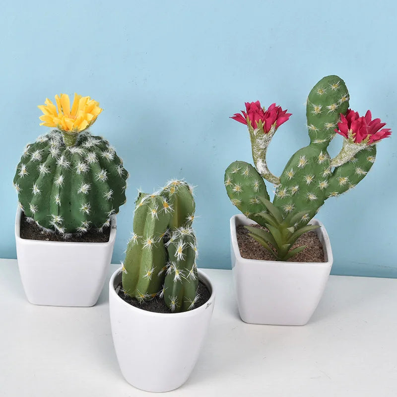Mini Cacto Artificial em Vaso – Decoração Sustentável e Charmosa