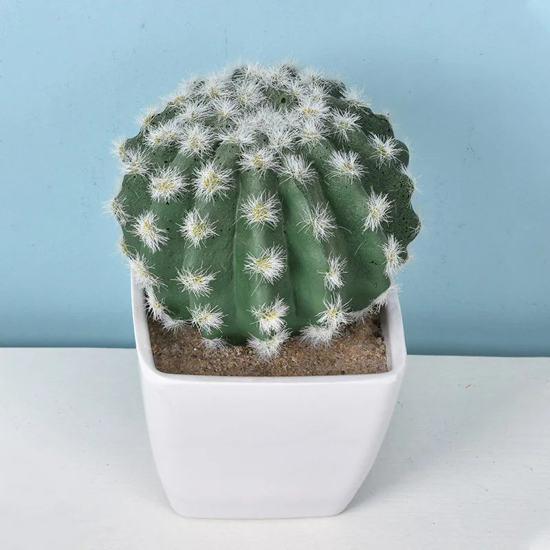 Mini Cacto Artificial em Vaso – Decoração Sustentável e Charmosa