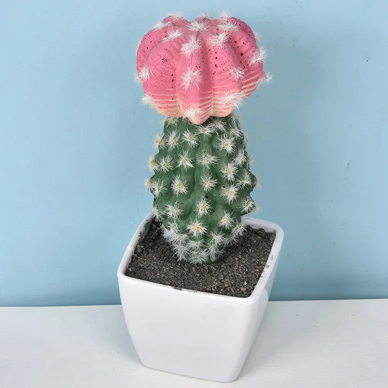 Mini Cacto Artificial em Vaso – Decoração Sustentável e Charmosa