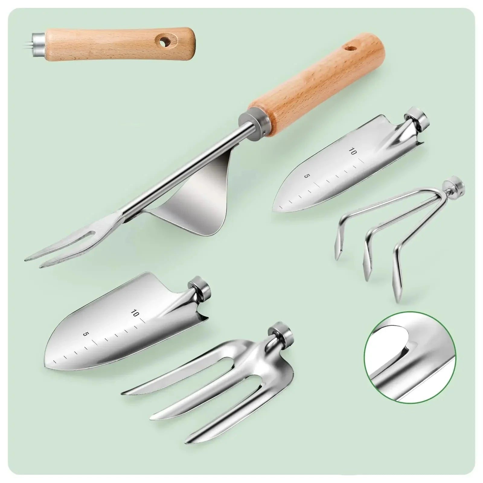 Ferramentas Para Jardinagem Kit Completo com 10 Peças em Aço Inoxidável e Bolsa Floral