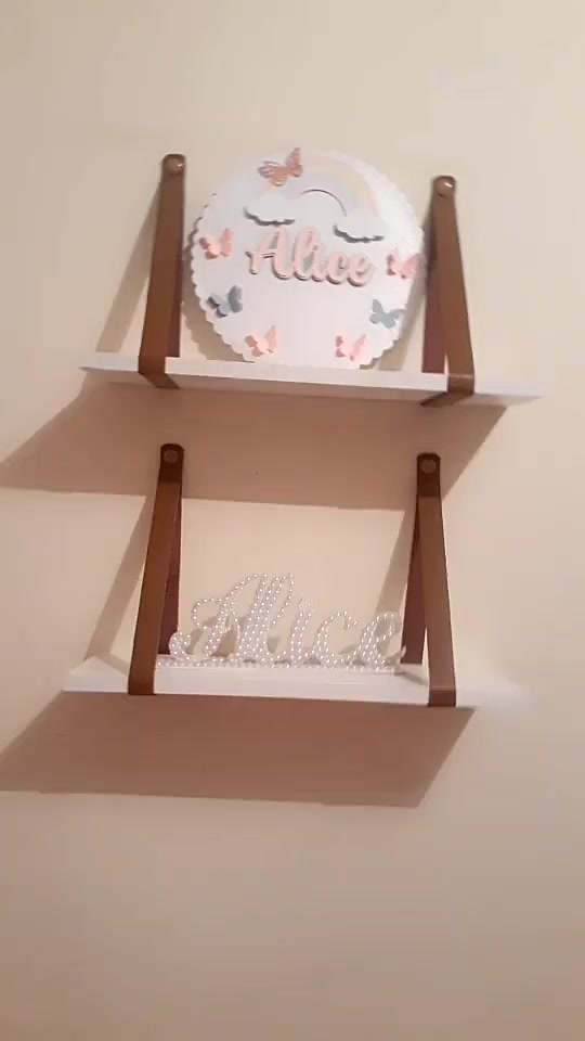 Kit 2 Prateleiras MDF 45 cm Branco Couro ecologico Pronta Entrega
