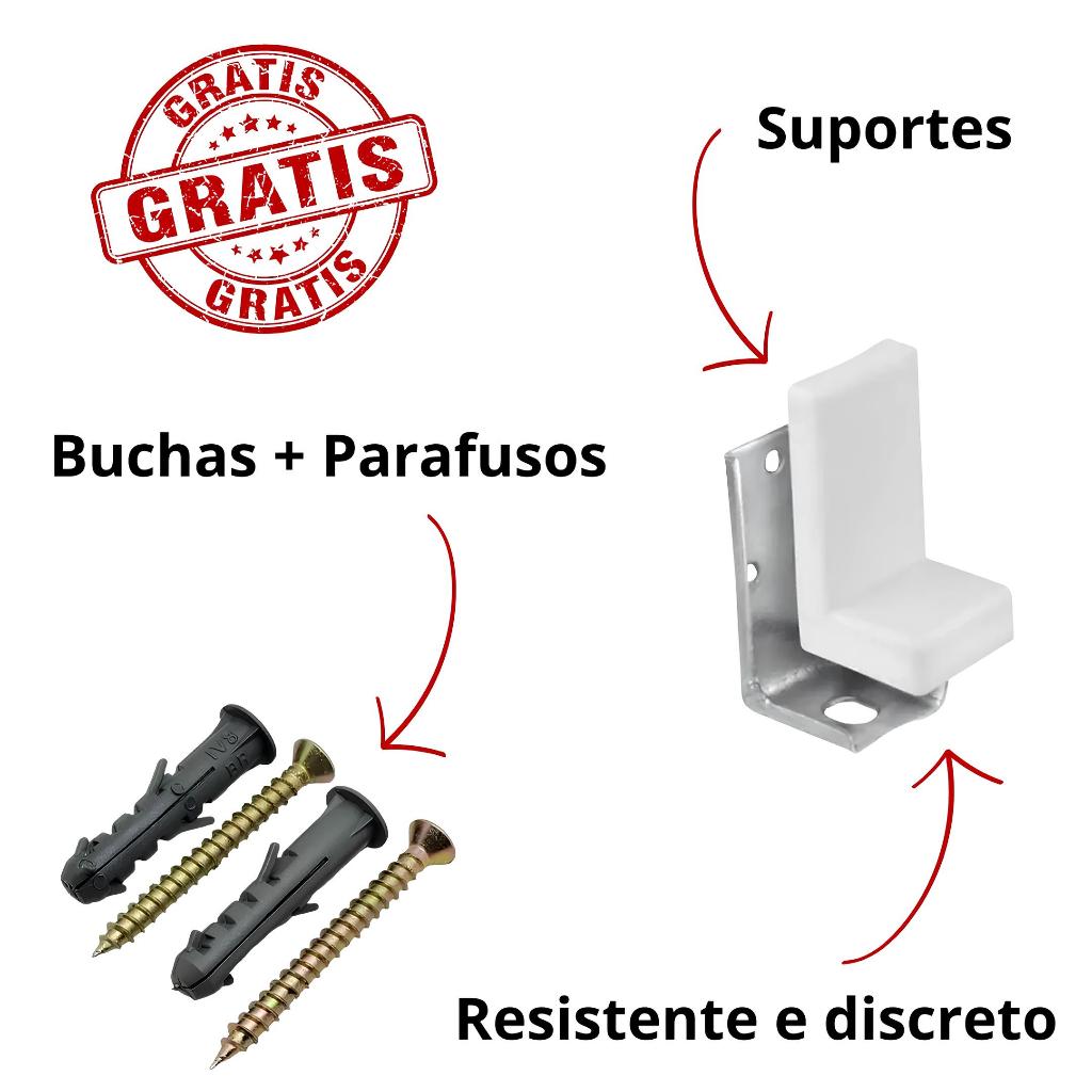 Kit de Prateleiras 60x20cm MDF com Suporte Resistente para Quarto, Sala, Banheiro, Cozinha, Escritório e Decoração de Parede