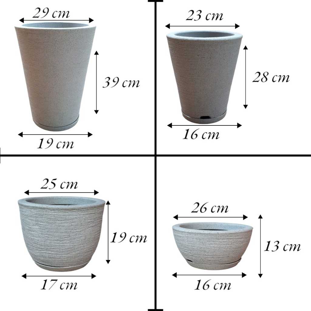 Conjunto de Vasos Para Plantas Com Bacia e Prato