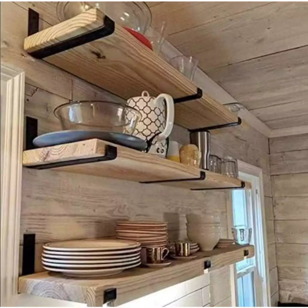Kit Prateleiras Industriais com Suporte de Ferro Invertido Nicho Rústico Luxo para Organização e Decoração