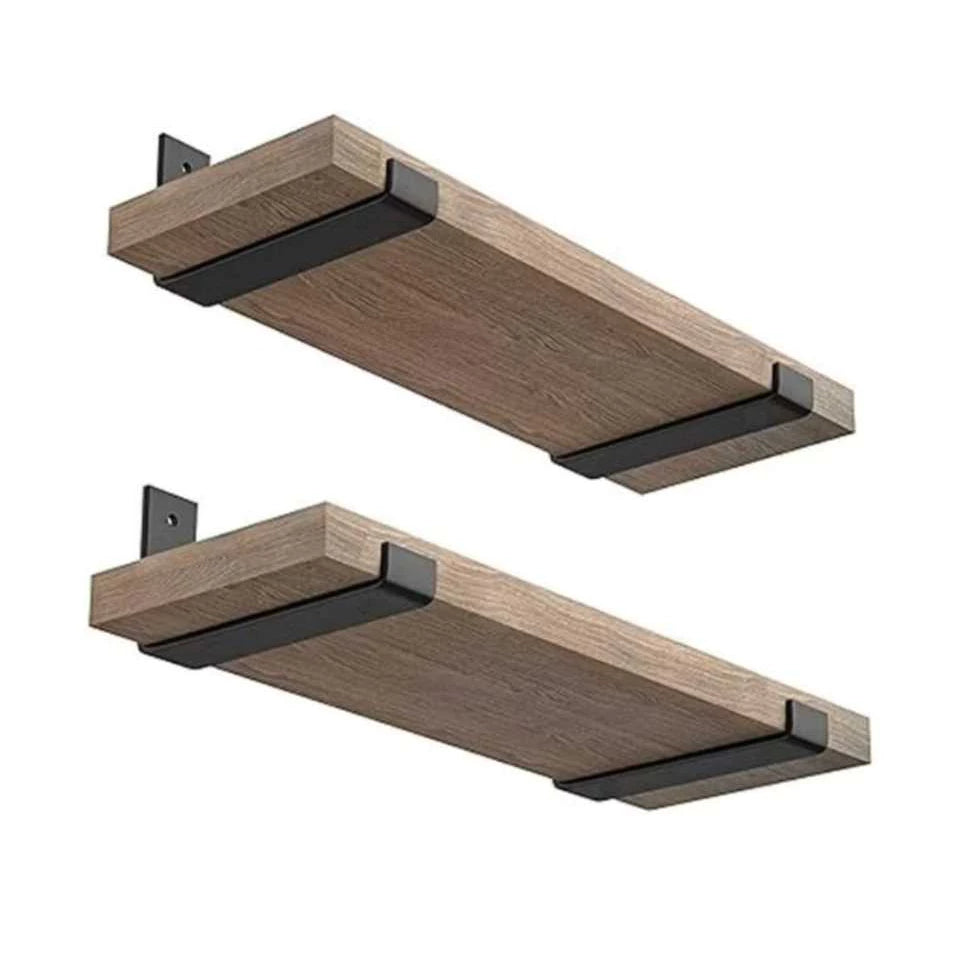 Kit Prateleiras Industriais com Suporte de Ferro Invertido Nicho Rústico Luxo para Organização e Decoração