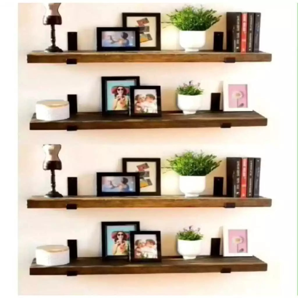 Kit Prateleiras Industriais com Suporte de Ferro Invertido Nicho Rústico Luxo para Organização e Decoração