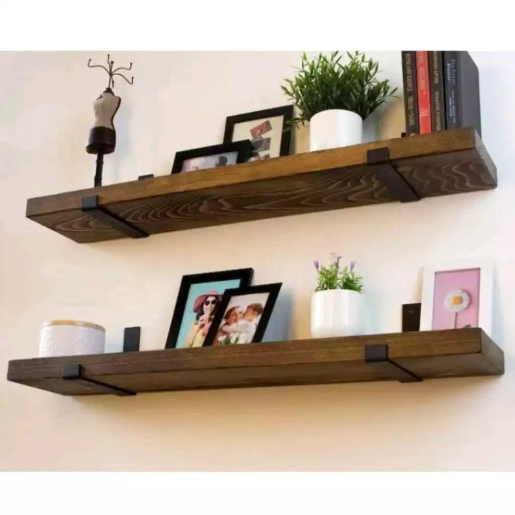 Kit Prateleiras Industriais com Suporte de Ferro Invertido Nicho Rústico Luxo para Organização e Decoração