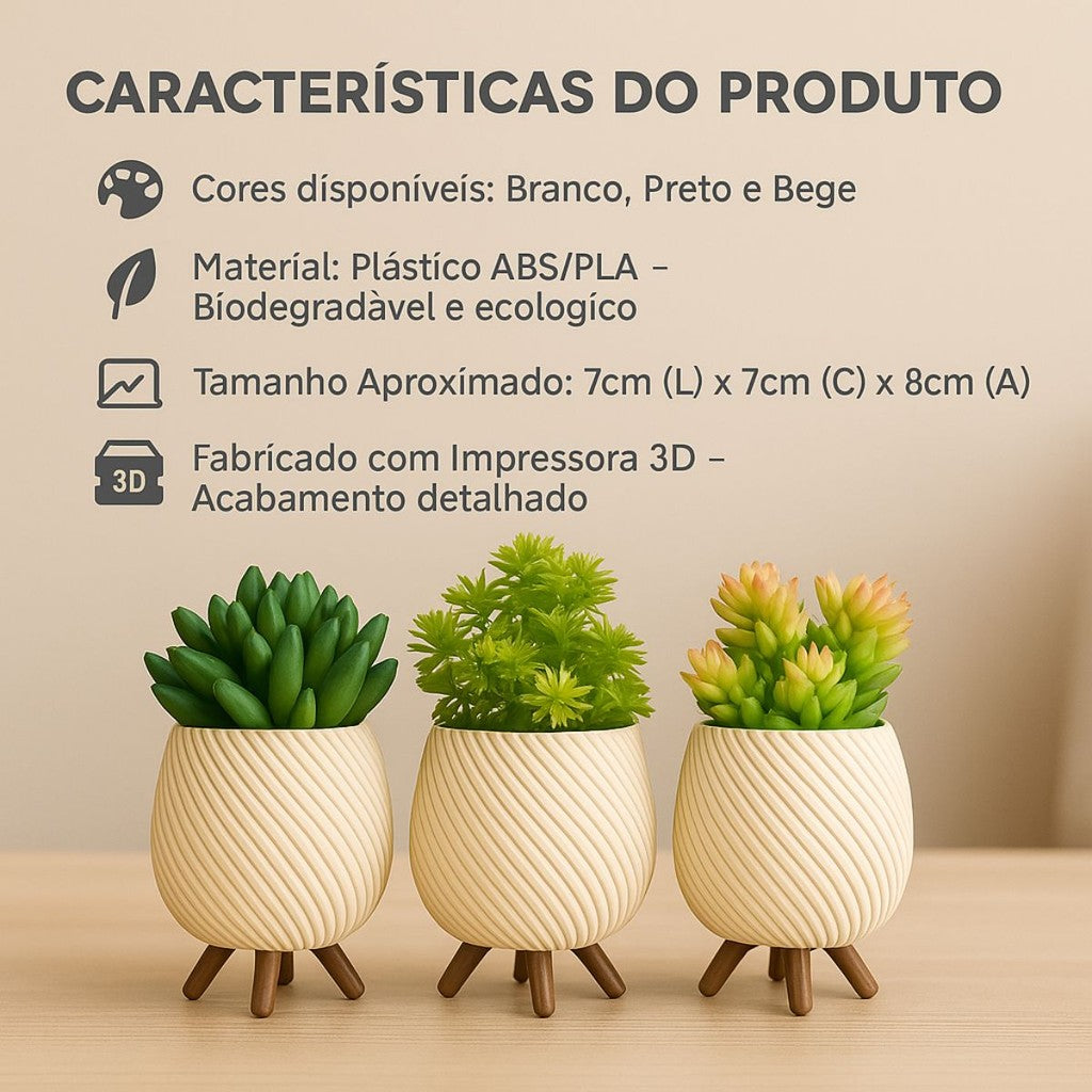 Vasos Para Plantas - Trio de Vasos Cachepot Minimalista