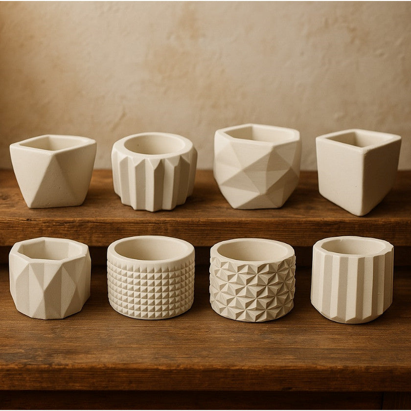 Vasos de Plantas Decorativos de Gesso Texturizado - Para Suculentas, Cactus, Plantas Artificiais ou Naturais