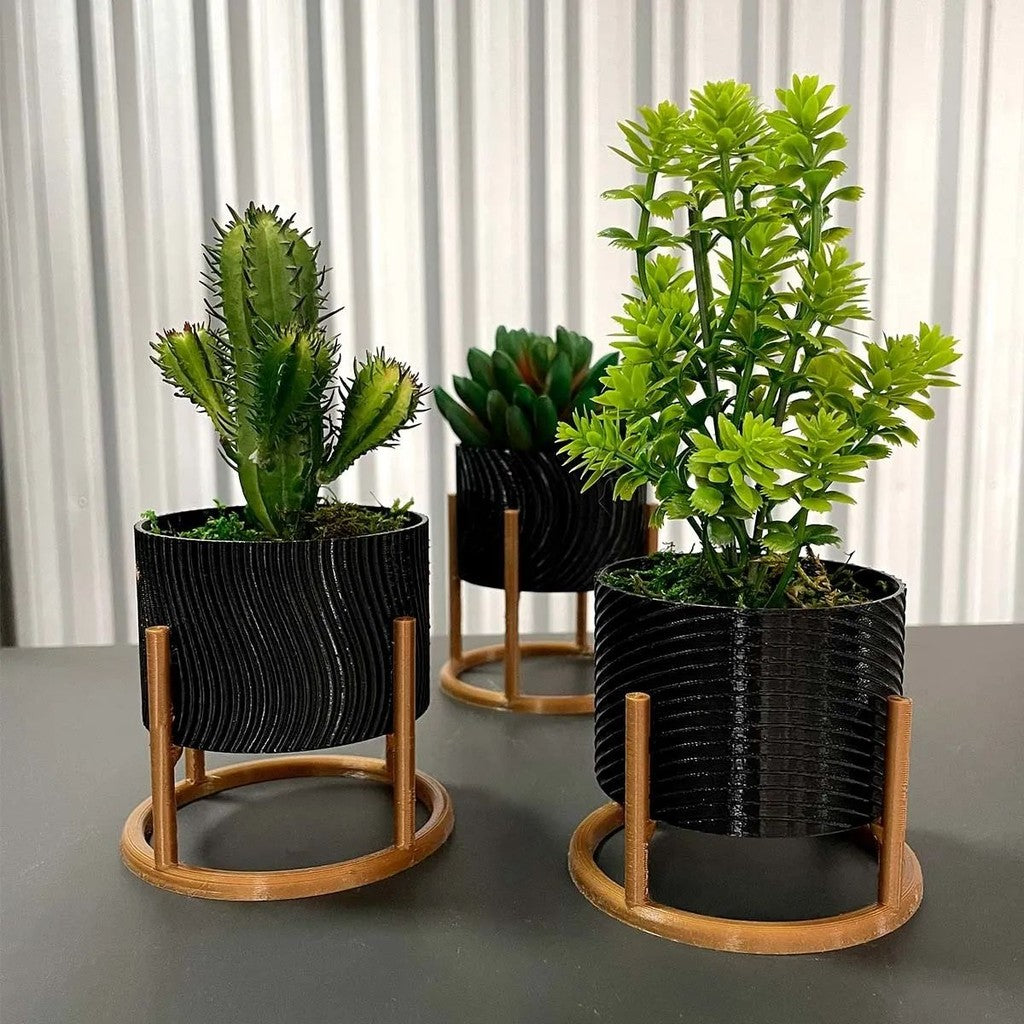 Vasos para Plantas - 3 Vasos Cachepot com Suporte
