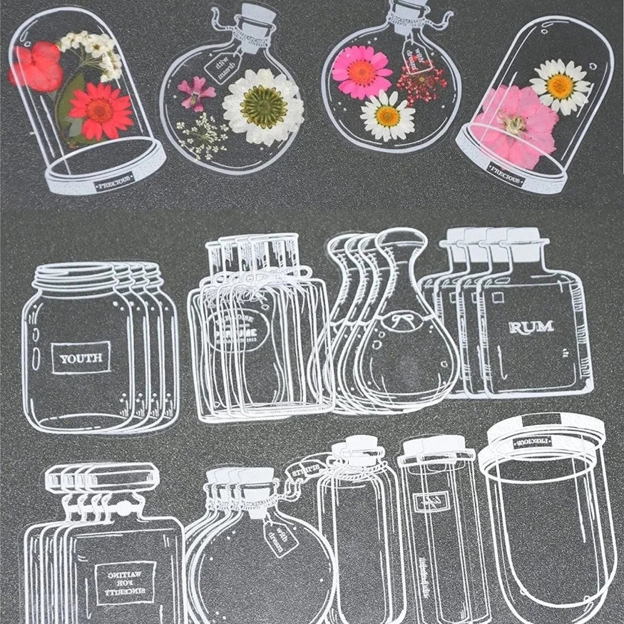 Marcadores Transparentes com Flores Naturais Secas – Kit 20 Unidades Exclusivas
