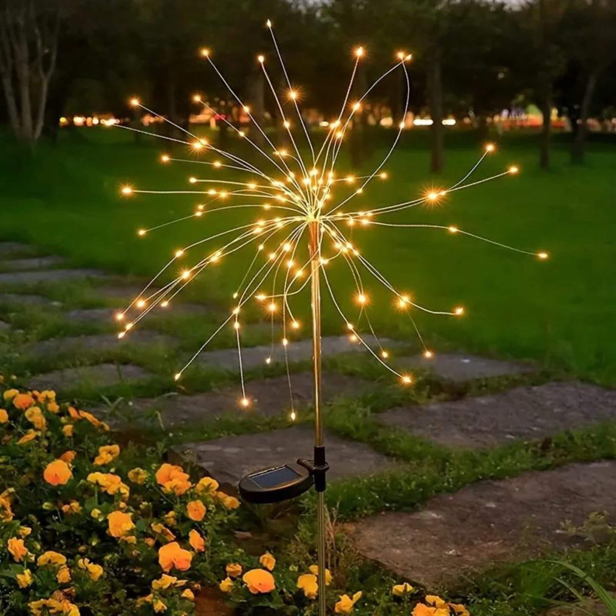Luz solar led efeito fogos de artificio para iluminacao de natal e jardim