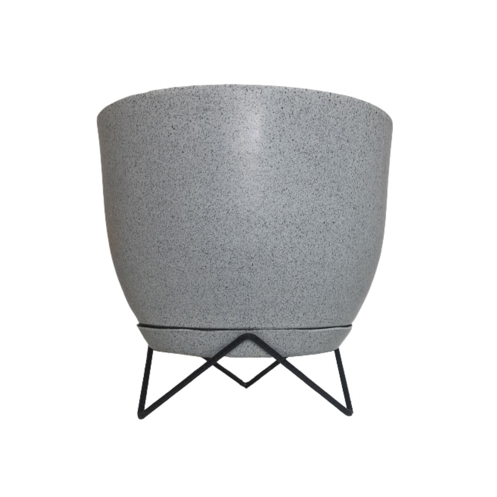 Vaso Decorativo Redondo Liso para Plantas com Prato e Suporte