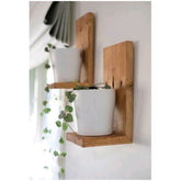 Kit com 2 Suportes para Mini Prateleira de Jardim Vertical para Vasos de Suculentas em Madeira Pinus