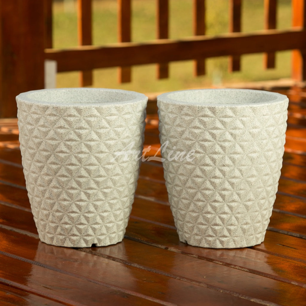 Conjunto de 2 Vasos de Plantas em Polietileno Reciclável (30x25cm) - Decorativos, Leves e Resistentes