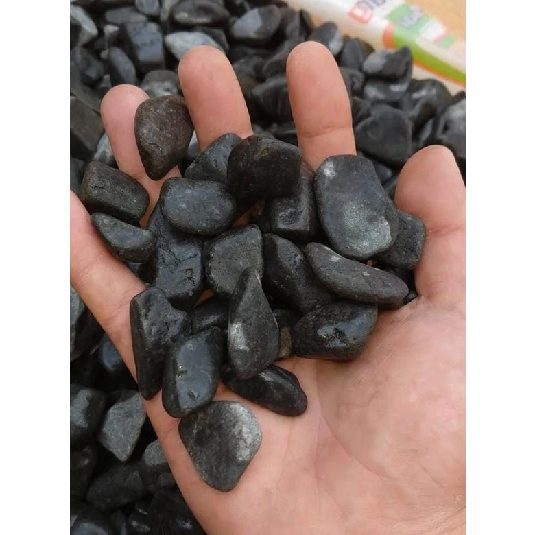 Pedra Seixo Preta Dolomita para Jardinagem e Decoração de Vasos - 5 ou 15 kg