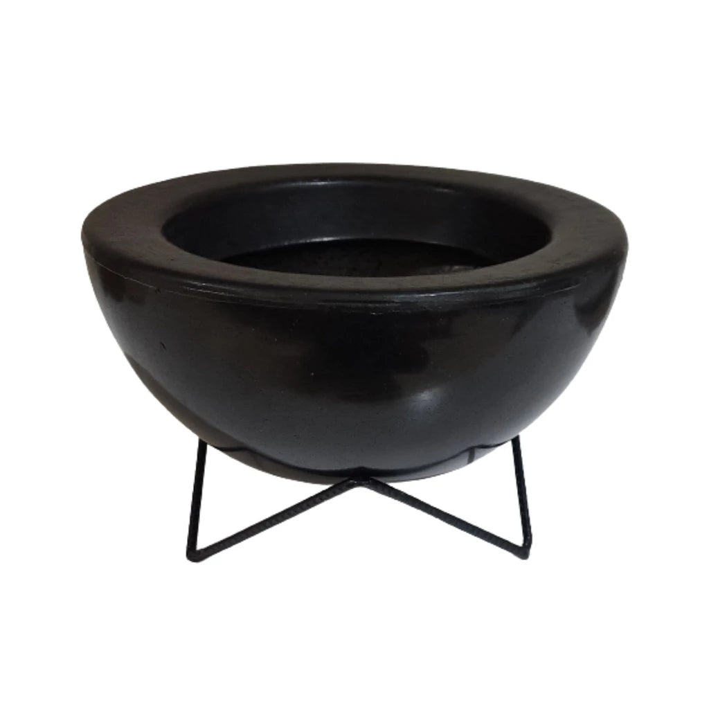 Vaso de planta bacia  polietileno com suporte 26x13cm