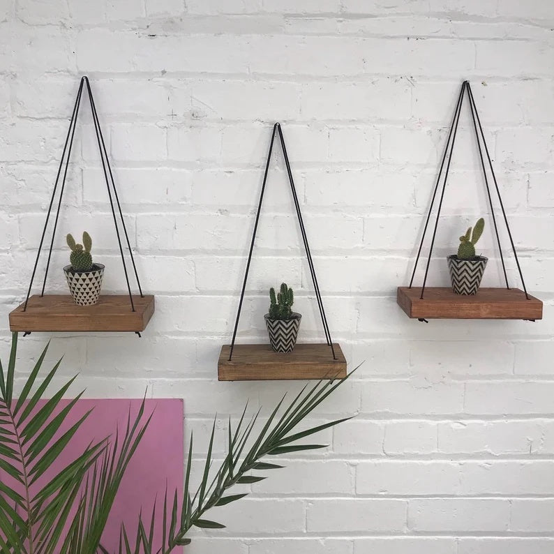 Kit com 3 Prateleiras de Madeira Rústica em MDF para Plantas - Linha Fioralto
