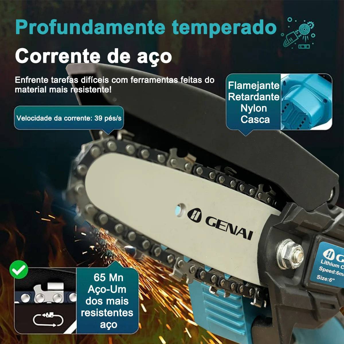 Serra Eletrica Para Poda Sem Fio Recarregável – Motosserra Portátil Compacta