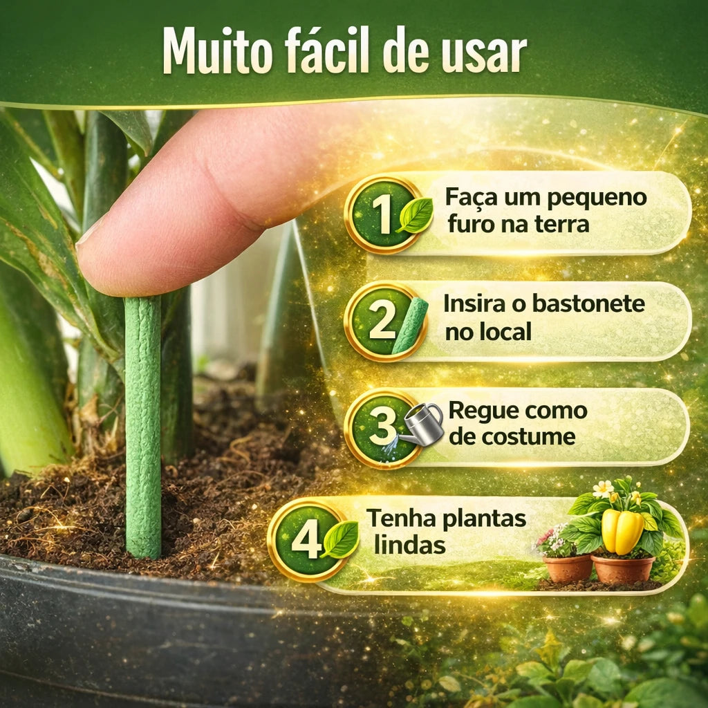 Fertilizante em Bastonetes NutriForte  – 30 Unidades - Nutrição Prolongada e Liberação Gradual De Nutrientes para Suas Plantas