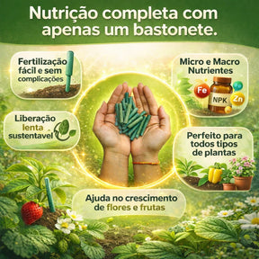 Fertilizante em Bastonetes NutriForte  – 30 Unidades - Nutrição Prolongada e Liberação Gradual De Nutrientes para Suas Plantas