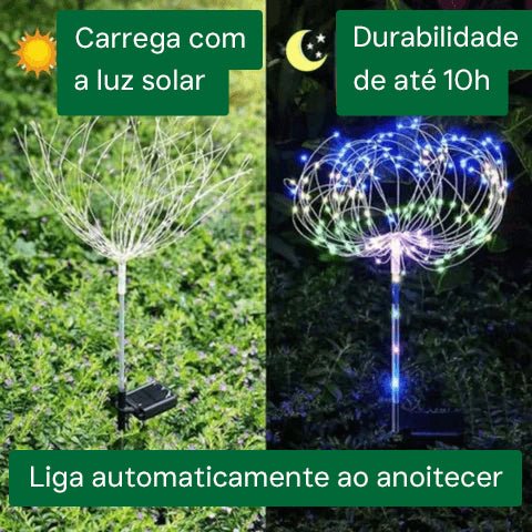 Luz Solar de Led Efeito Fogos de Artifício - 🎄 Ilumine seu Natal com Magia