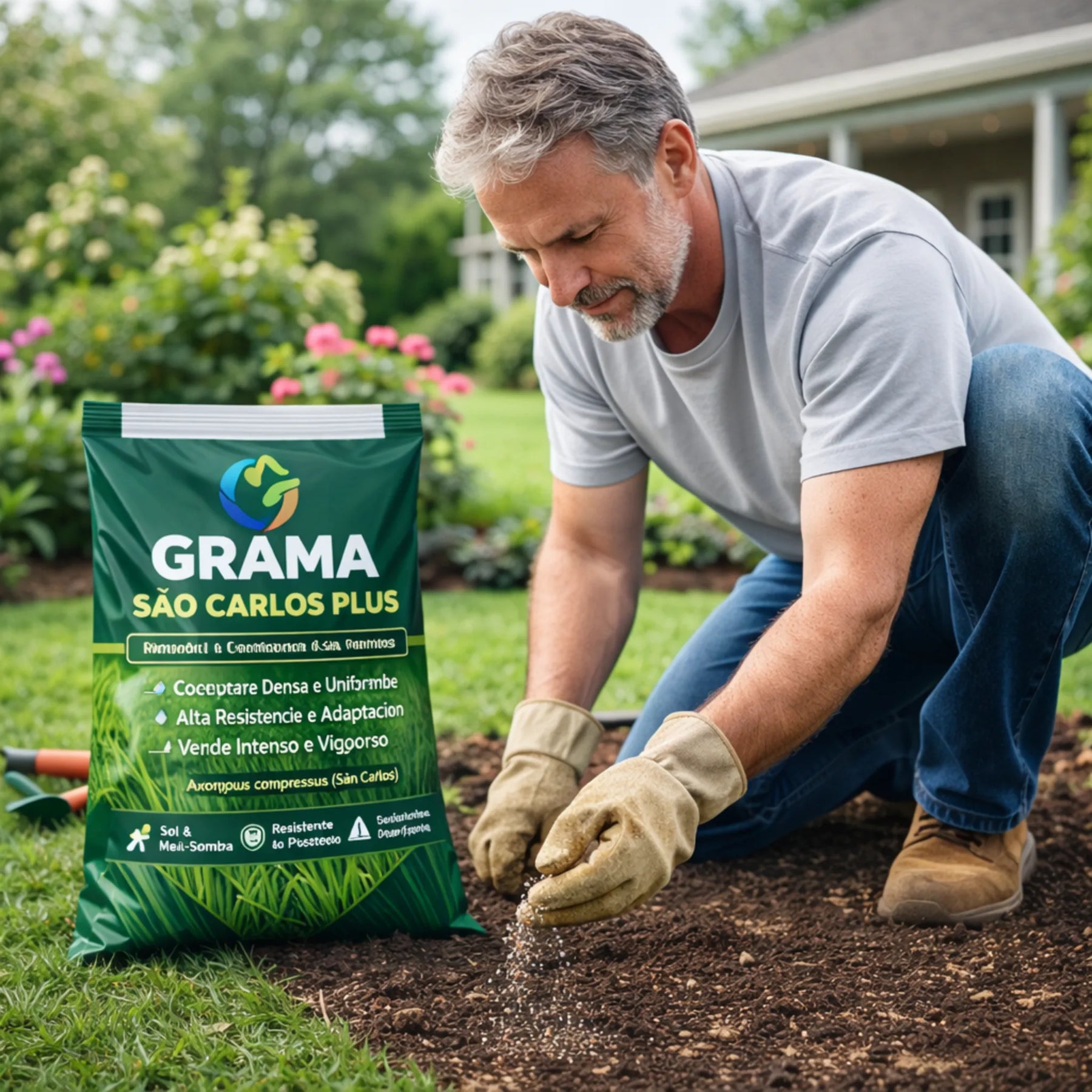 Sementes de Grama São Carlos Plus – Ideal para Meia-Sombra