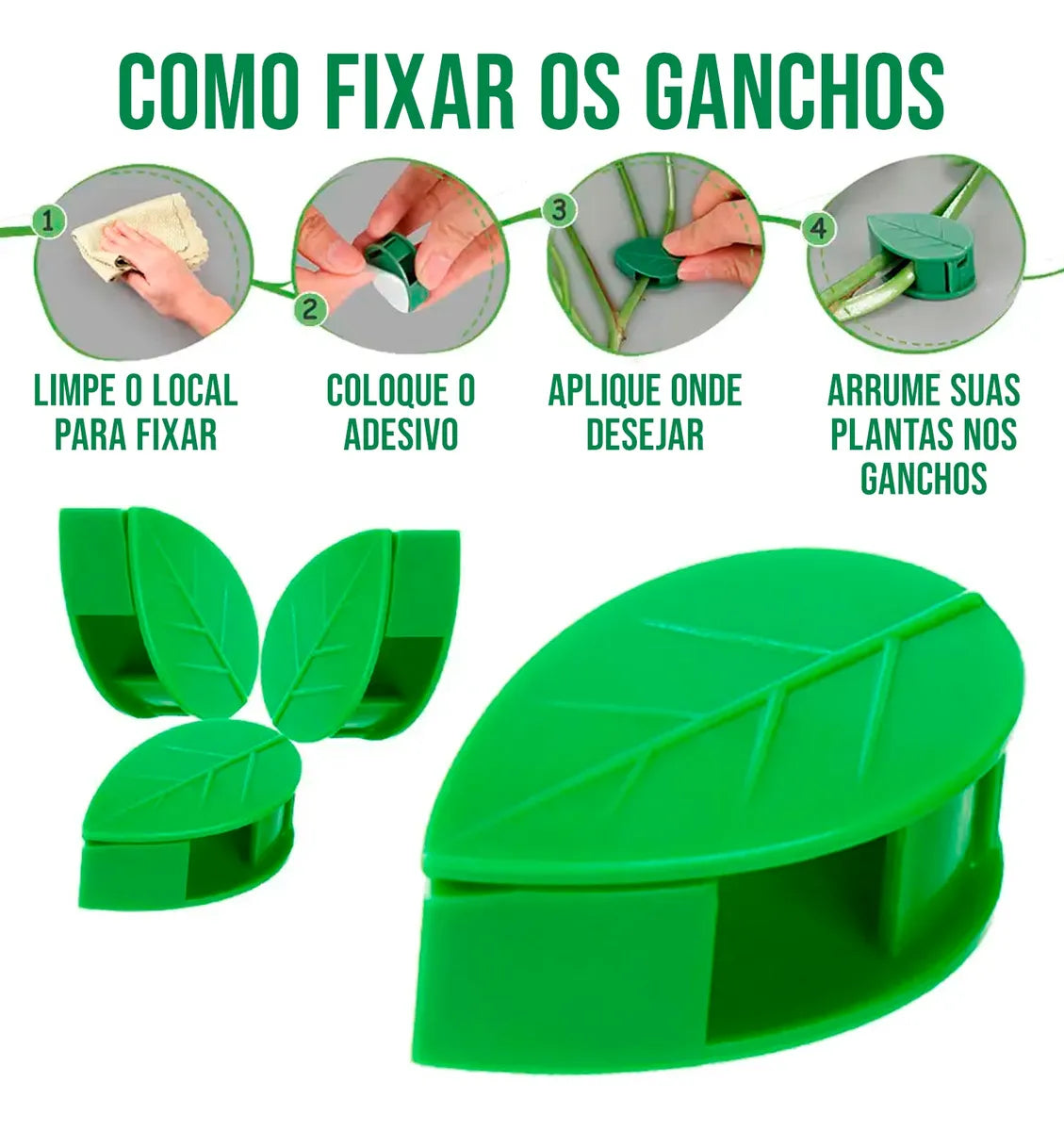 Suporte para Plantas Trepadeiras com Ganchos Folha Autoadesivos