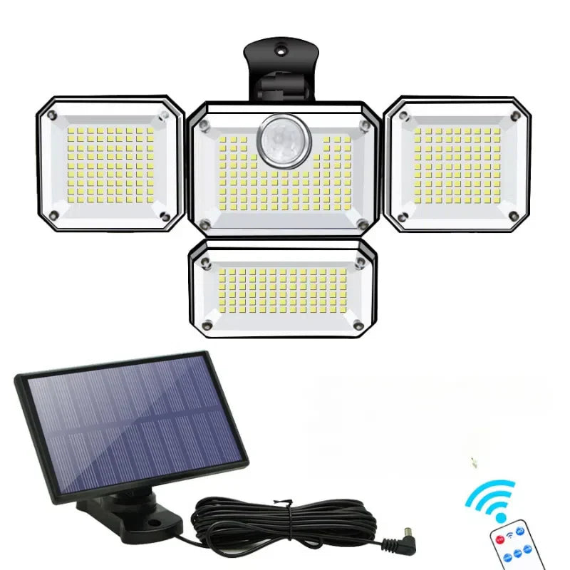 Holofote Solar LED 800W Triplo com 3 Cabeças - Iluminação Ecológica para Ambientes Externos