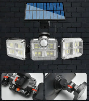 Holofote Solar LED 800W com 3 Cabeças - Iluminação Eficiente para Externo
