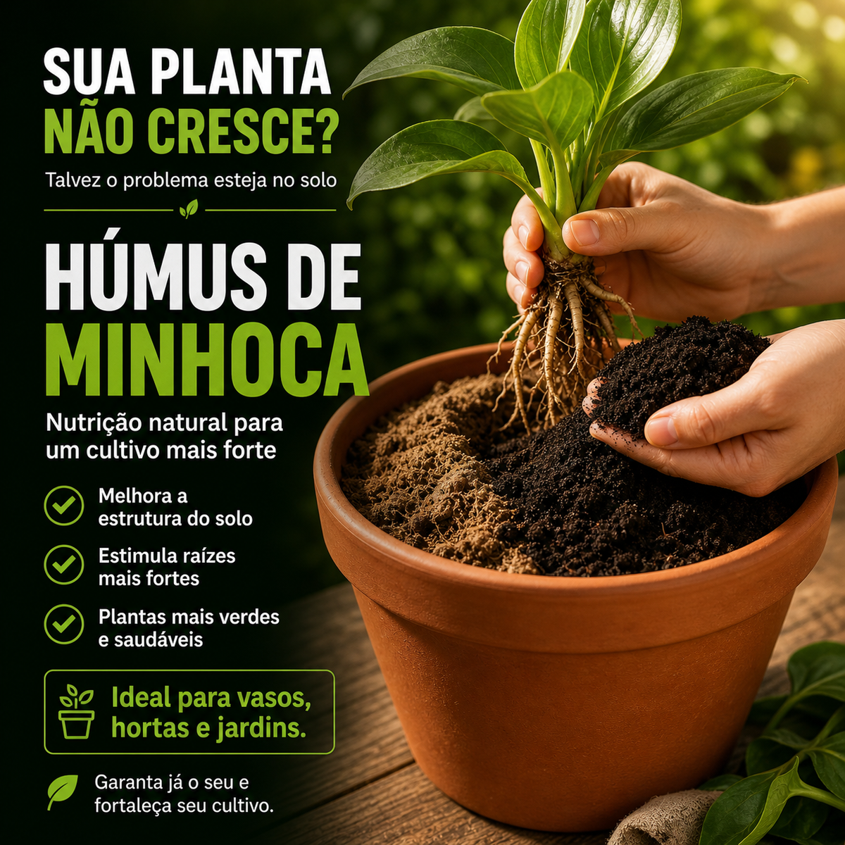 Húmus de Minhoca Até 10kg Adubo Orgânico 100% Natural Para Plantas, Hortas e Jardinagem