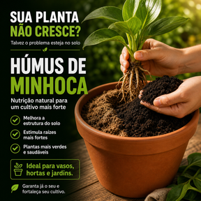 Húmus de Minhoca Até 10kg Adubo Orgânico 100% Natural Para Plantas, Hortas e Jardinagem