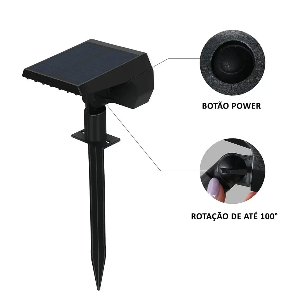 Luminária Espeto Jardim Solar Super LED — Automática IP65
