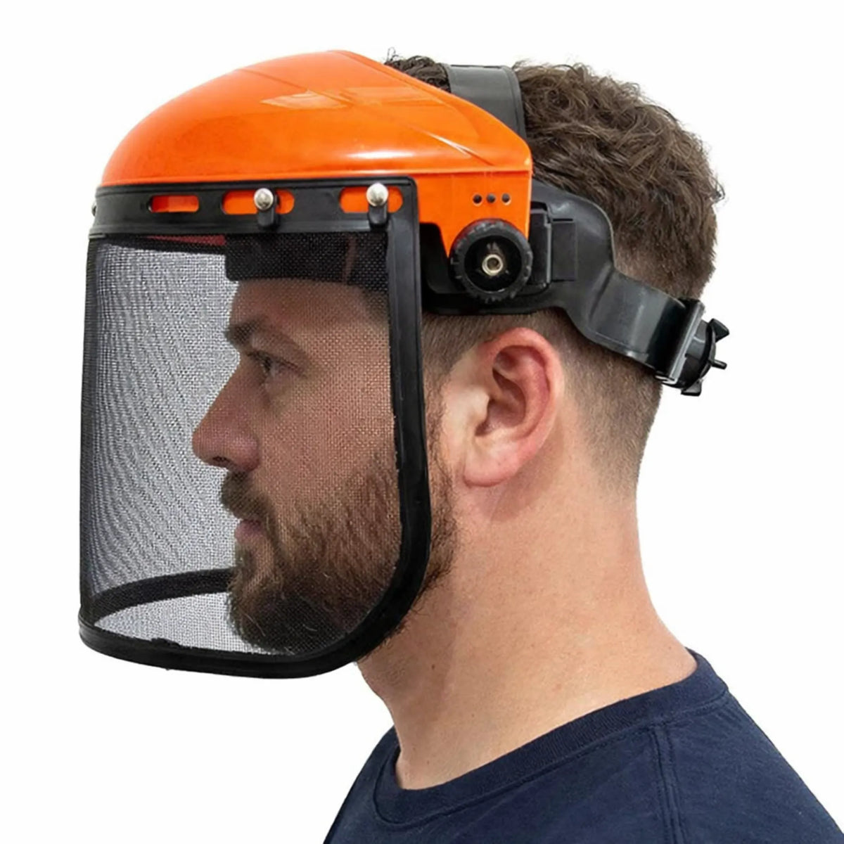 Protetor facial com tela de aco para rocadeira EPI jardinagem