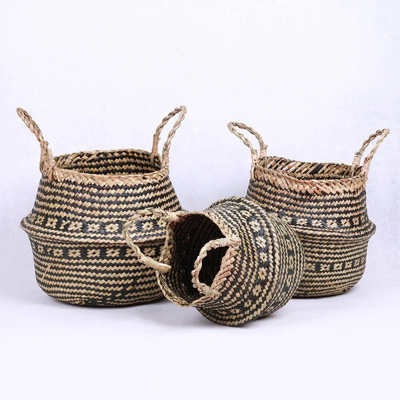 Cesta Artesanal de Vime para Plantas, Estilo Boho, 100% Natural e Ecológica