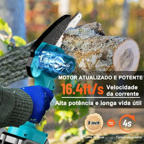 Serra Eletrica Para Poda Sem Fio Recarregável – Motosserra Portátil Compacta