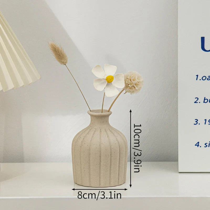 Vaso de Flor em Cerâmica Branca Estilo Nórdico - Design Moderno e Elegante