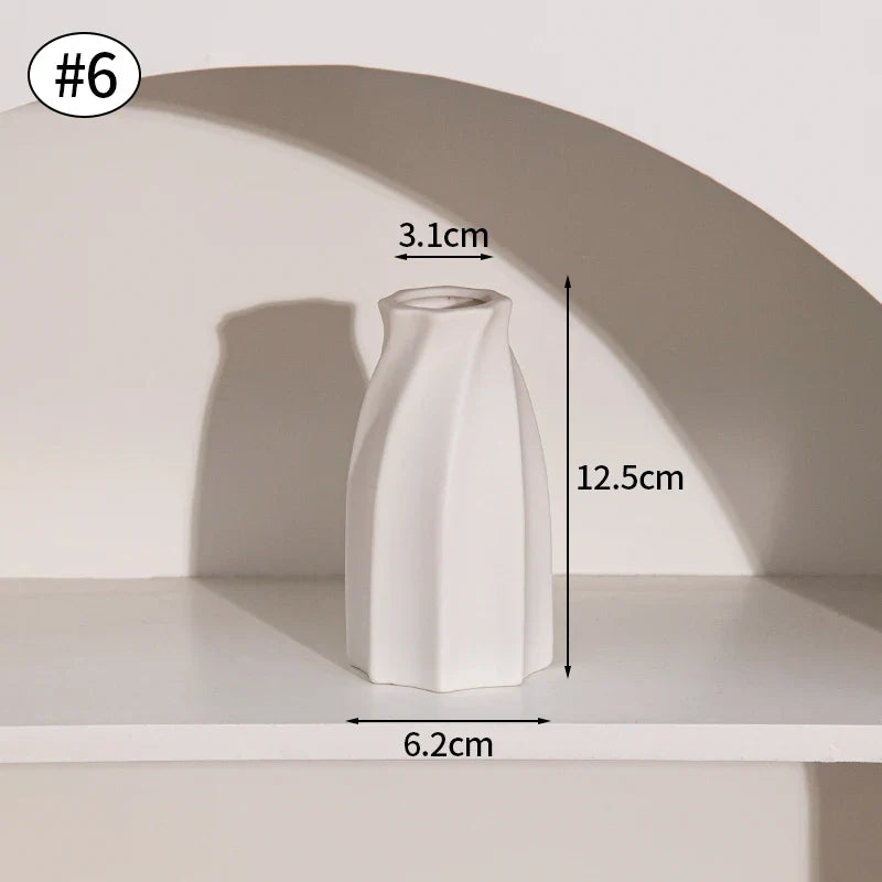 Vaso de Flor em Cerâmica Branca Estilo Nórdico - Design Moderno e Elegante
