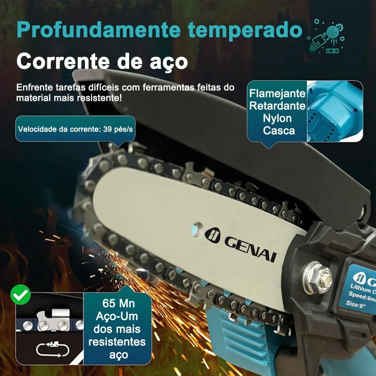 Serra Eletrica Para Poda Sem Fio Recarregável – Motosserra Portátil Compacta