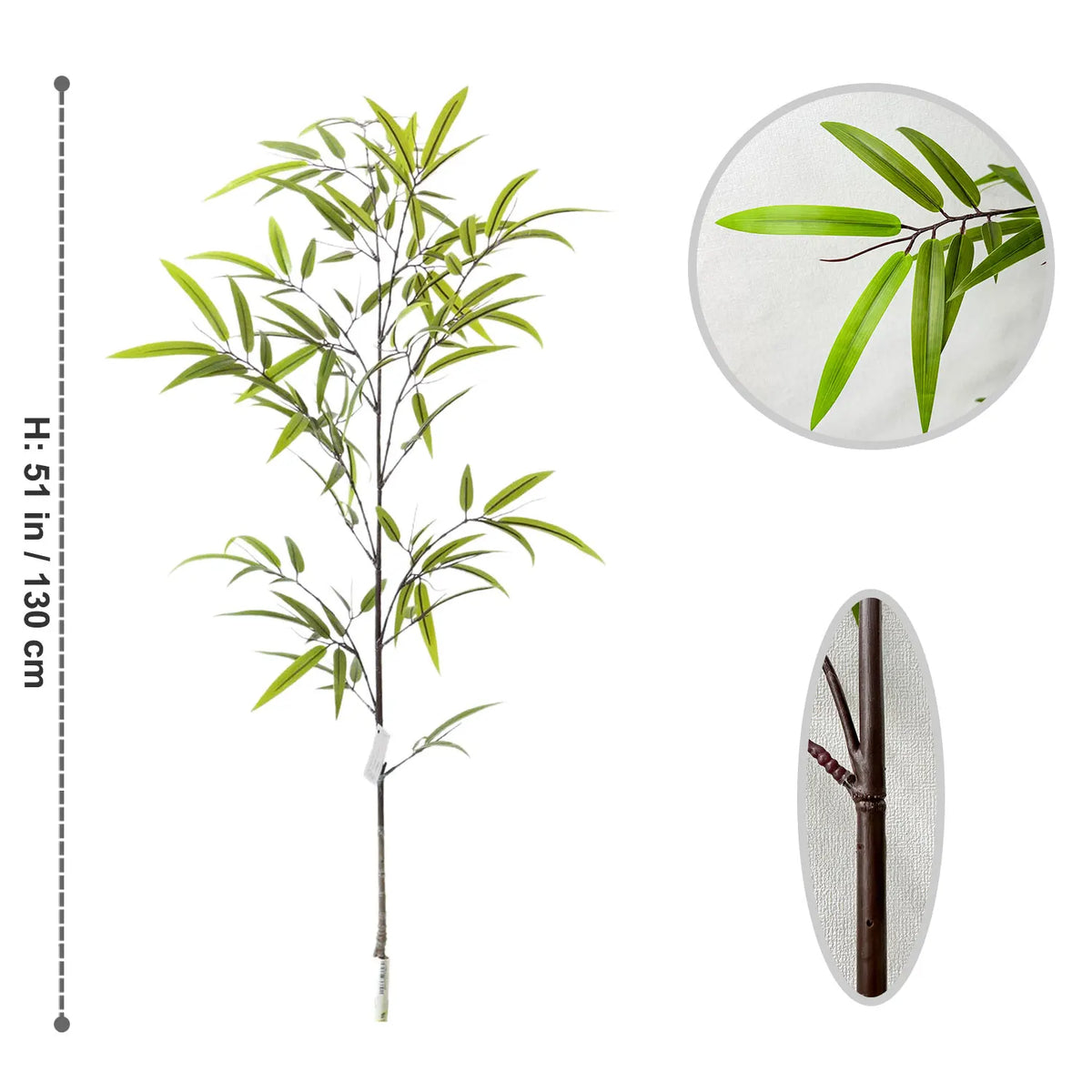 Folhas Artificiais de Bambu Verde 130-210cm – Folhagem Decorativa